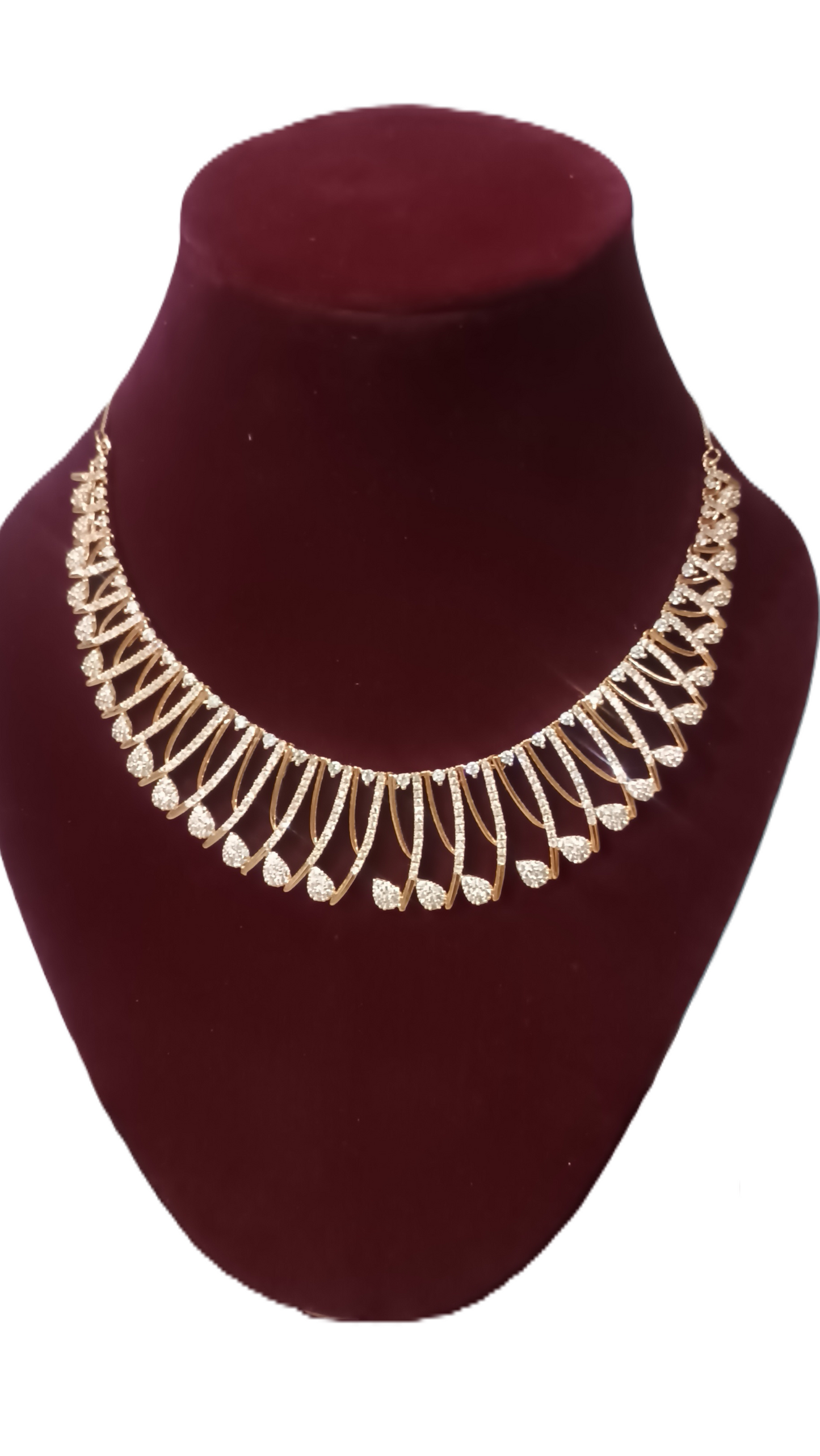 Matak IJ || Royal Gold-Tone Crystal Drop Necklace Set with Earrings (Free) 16518