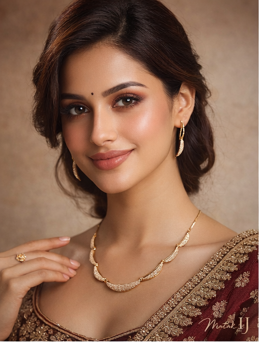 Matak IJ || Elegant Gold-Tone Designer Necklace Set with Earrings (Free) 17649