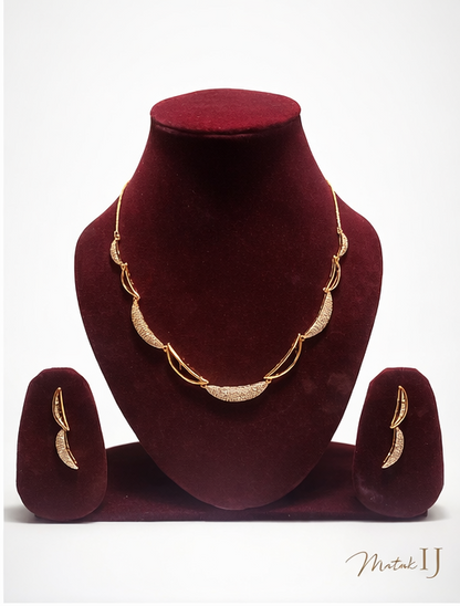 Matak IJ || Elegant Gold-Tone Designer Necklace Set with Earrings (Free) 17649