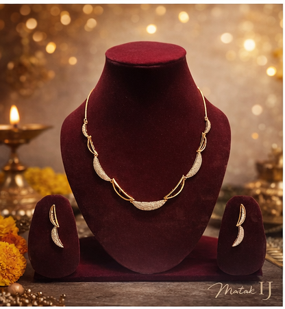 Matak IJ || Elegant Gold-Tone Designer Necklace Set with Earrings (Free) 17649