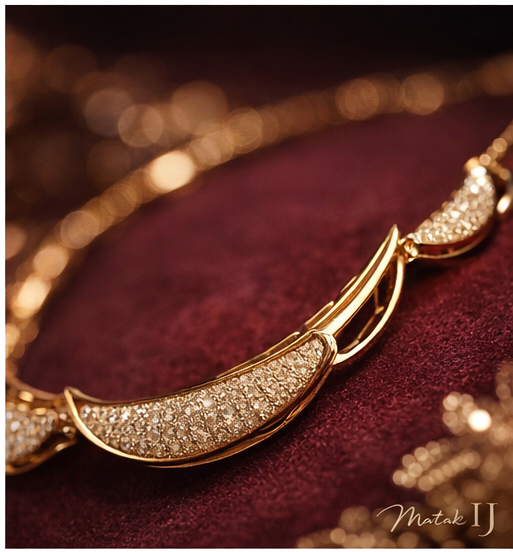 Matak IJ || Elegant Gold-Tone Designer Necklace Set with Earrings (Free) 17649