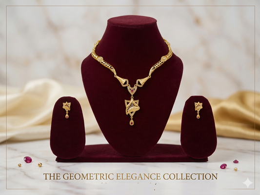 Matak IJ || Royal Leaf Designer Gold-Plated Necklace Set with Earrings (Free) 16716