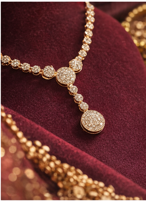 Matak IJ || Elegant Rose Gold Sparkling Drop Necklace Set with Earrings (Free) 17645