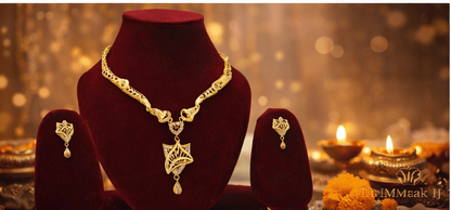 Matak IJ || Royal Leaf Designer Gold-Plated Necklace Set with Earrings (Free) 16716