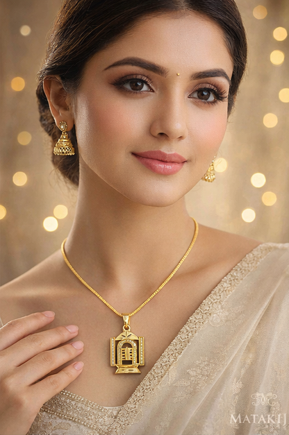 Matak IJ || Divine Temple Design Gold Pendant Necklace 12293