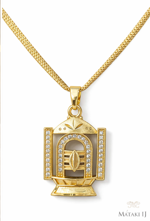Matak IJ || Divine Temple Design Gold Pendant Necklace 12293