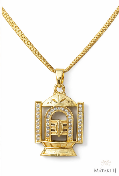Matak IJ || Divine Temple Design Gold Pendant Necklace 12293
