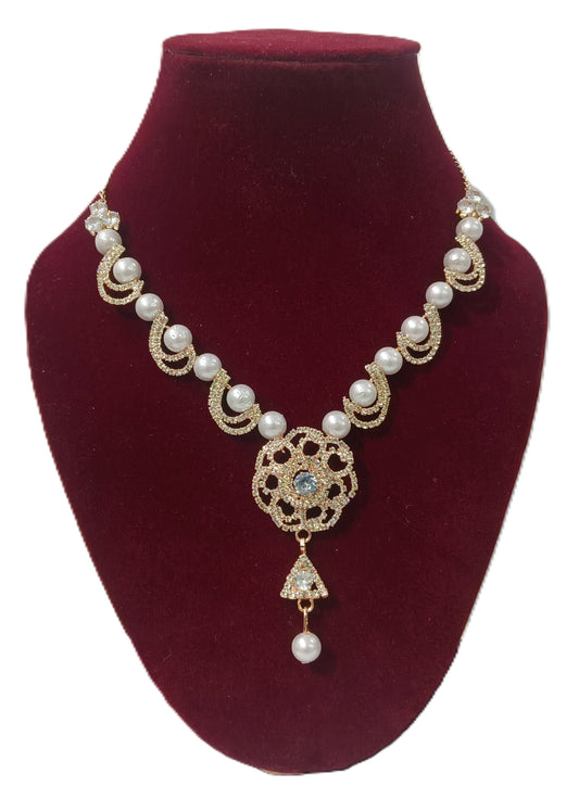 Matak IJ || Elegant Pearl Drop Necklace Set with Earrings (Free) 17479