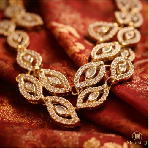 Matak IJ || Elegant Leaf Design Gold-Plated Necklace Set with Matching Earrings (Free) 17360
