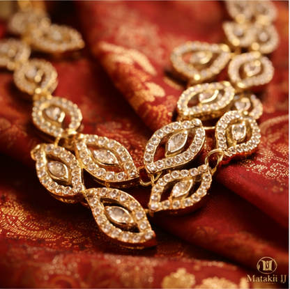 Matak IJ || Elegant Leaf Design Gold-Plated Necklace Set with Matching Earrings (Free) 17360
