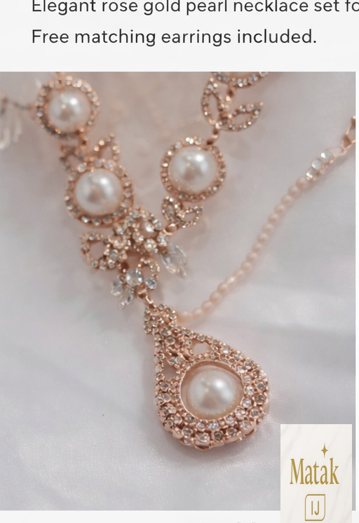 Matak IJ || Luxury Rose Gold Pearl Necklace Set with Earrings (Free) 17491